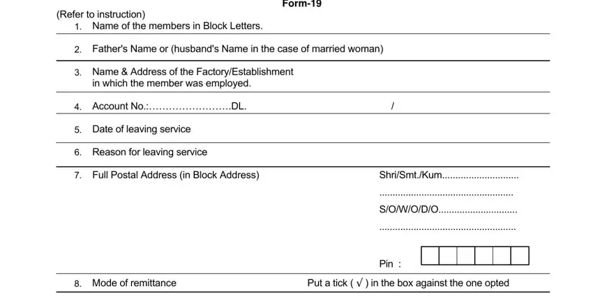 portion of fields in form 19 pdf