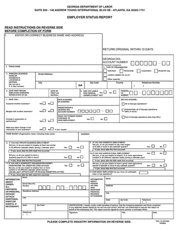 Employer Status Report Form Preview