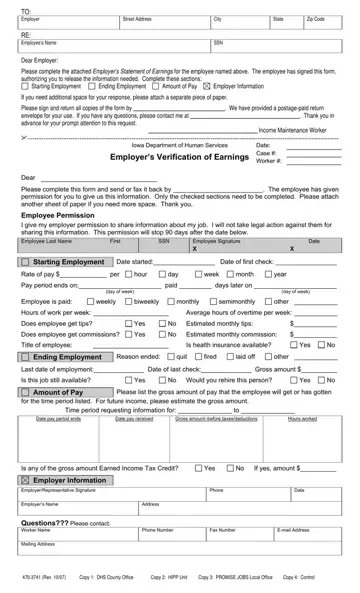 Employer Verification Of Earnings Form Preview