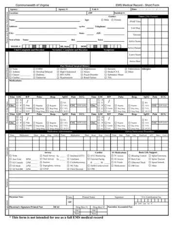 Ems Medical Record Form Preview
