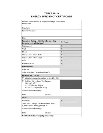 Energy Efficiency Certificate Form Preview