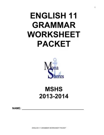 English 11 Grammar Worksheet Form Preview