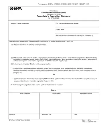 Epa Form 8570 27 Preview