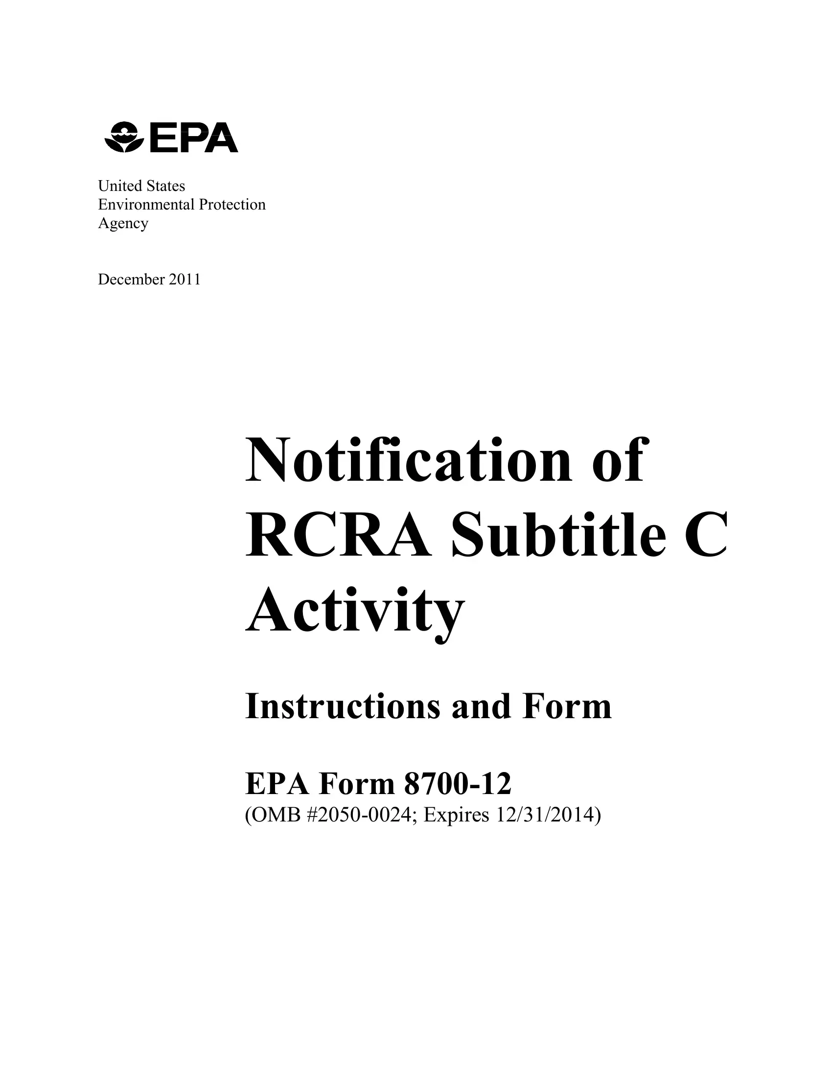 Epa Form 8700 12 Preview