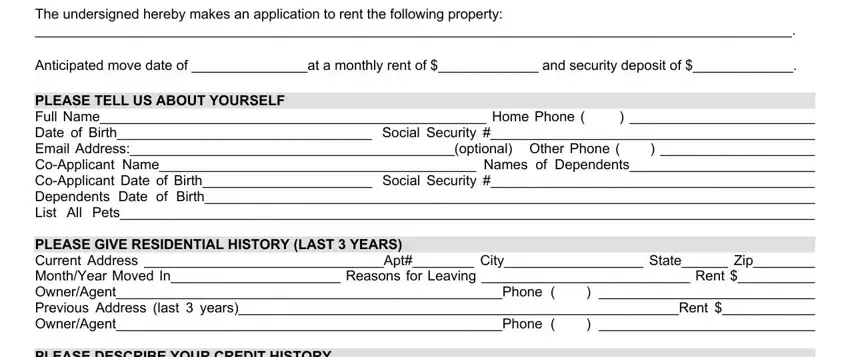 portion of empty fields in equal housing opportunity application