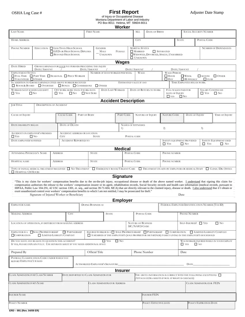 Erd 991 Form first page preview