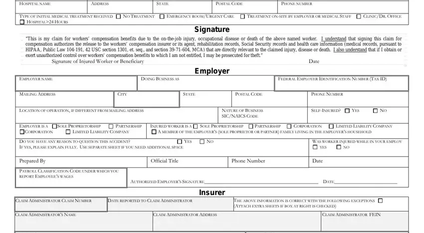 Filling out montana state fund forms step 2