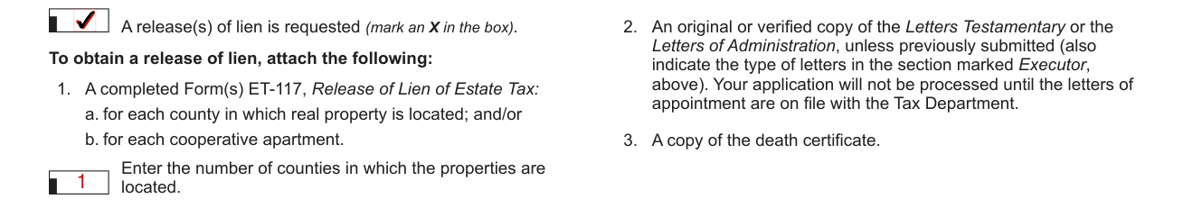 Form ET-30 example filled out, release of lien and what to attach