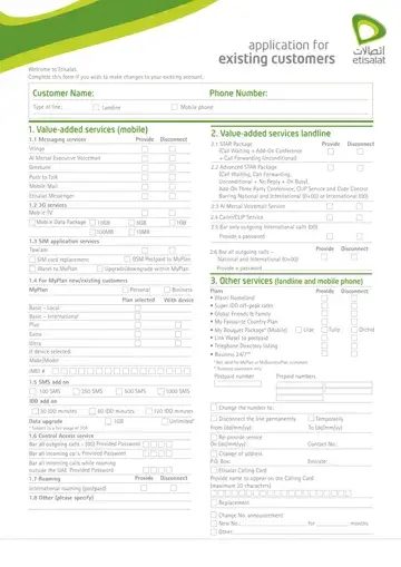 Etisalat Sim Card Registration Form Preview