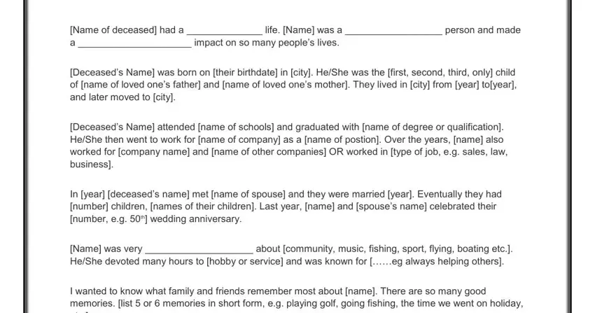 eulogy templates sample spaces to complete