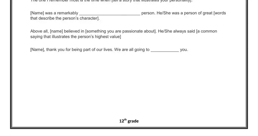 step 2 to completing eulogy templates sample