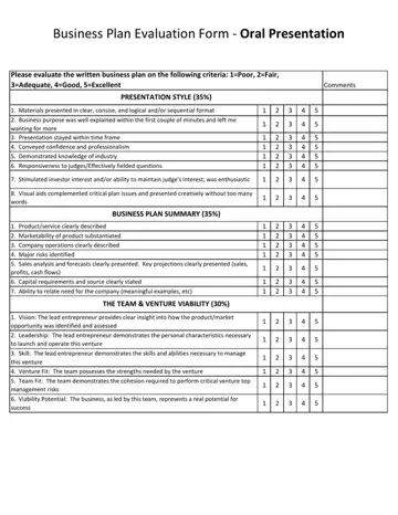 Evaluation Form For Business Preview