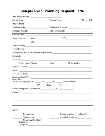 Event Planning Request Form Preview