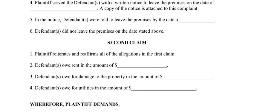 part 2 to entering details in complaint eviction sample