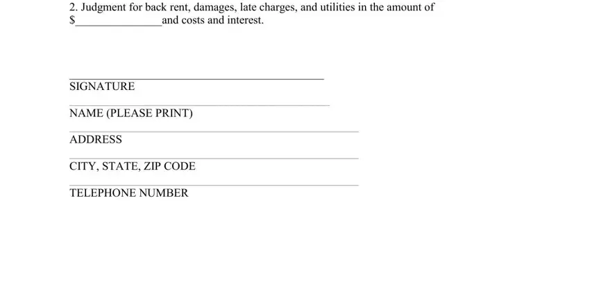 step 3 to entering details in oh complaint eviction