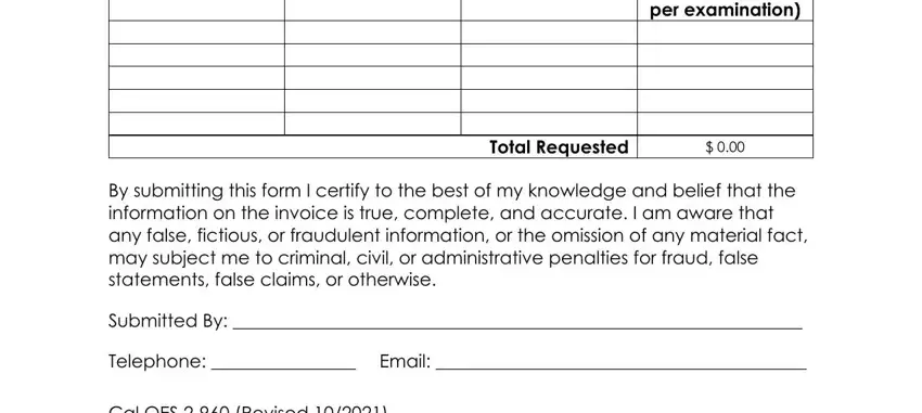 Reimbursement Requested no more, Total Requested, By submitting this form I certify, Submitted By, Telephone  Email, and Cal OES  Revised in genworth providers