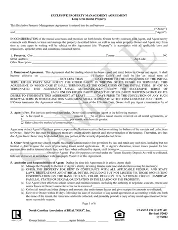 Exclusive Property Management Form Preview