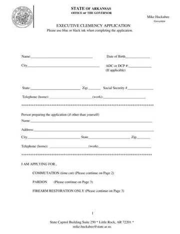Executive Clemency Application Form Preview