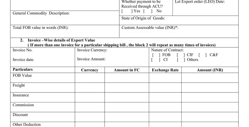 step 2 to entering details in export declaration form template