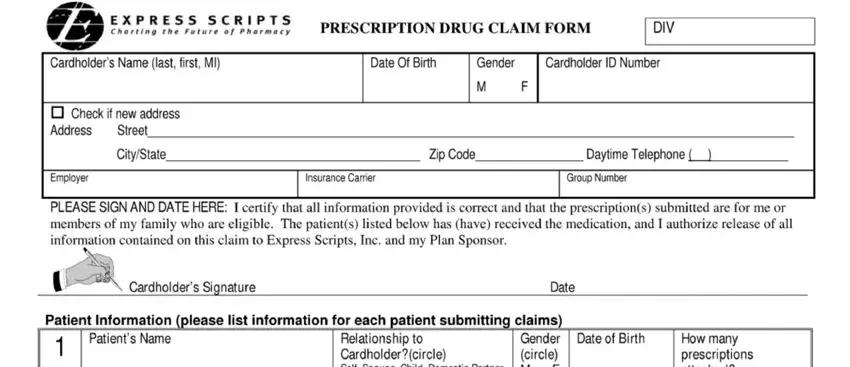 filling in express scripts pharmacy fax number step 1