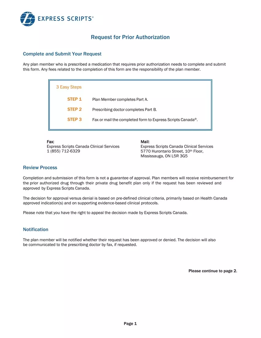 Express Scripts Prior Authorization first page preview