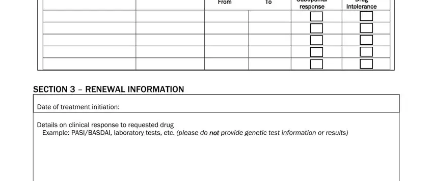 From, Inadequate Suboptimal response, Allergy Drug Intolerance, SECTION   RENEWAL INFORMATION, Date of treatment initiation, Details on clinical response to, and Example PASIBASDAI laboratory in express scripts pa form