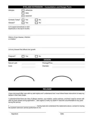 Eyelash Consultation Form Preview