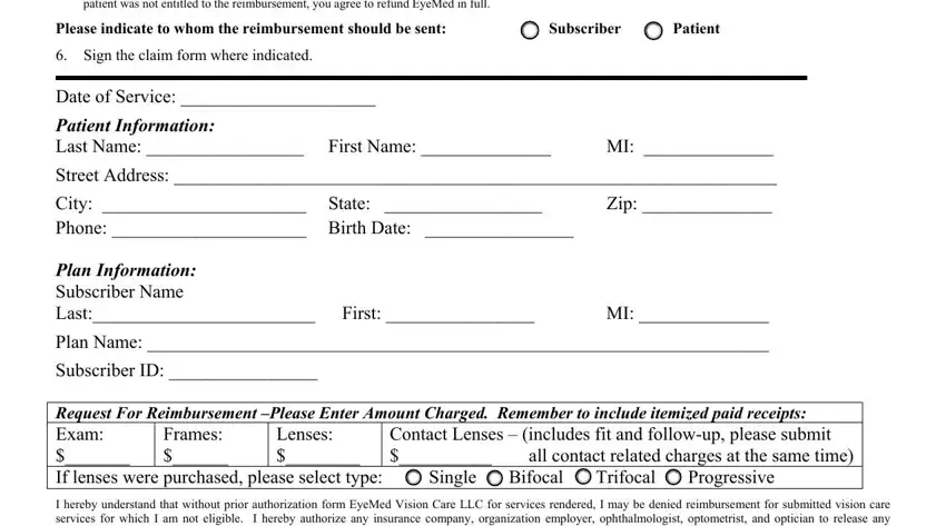 part 1 to filling out eyemed insight claim form