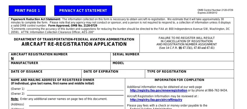 example of blanks in  faa registration form