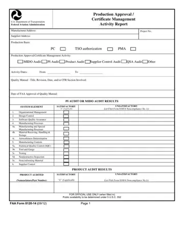 Faa Form 8120 14 Preview