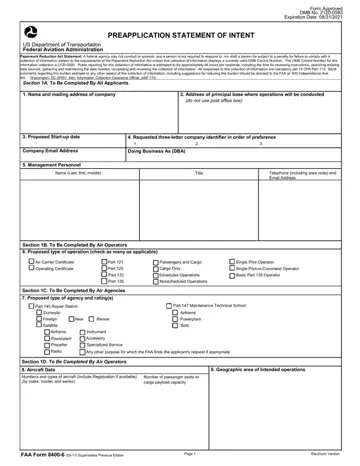 FAA Form 8400-6 Preview