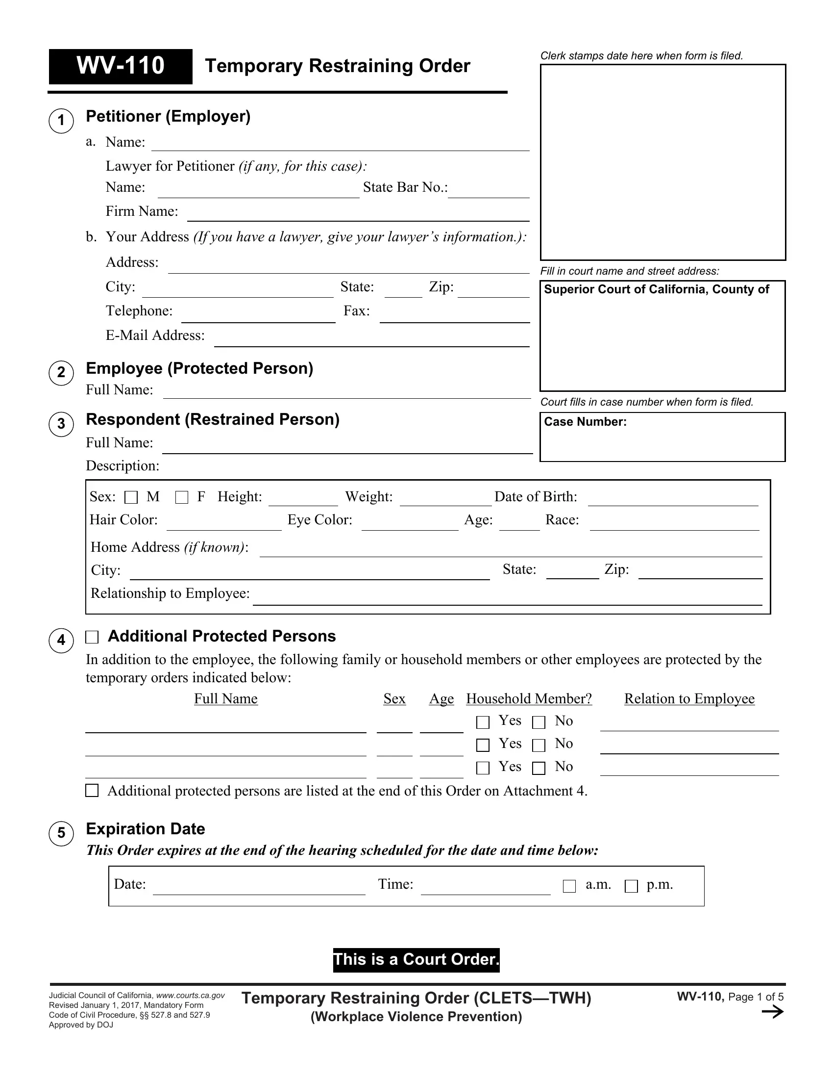 Fake Restraining Order Form ≡ Fill Out Printable PDF Forms Online