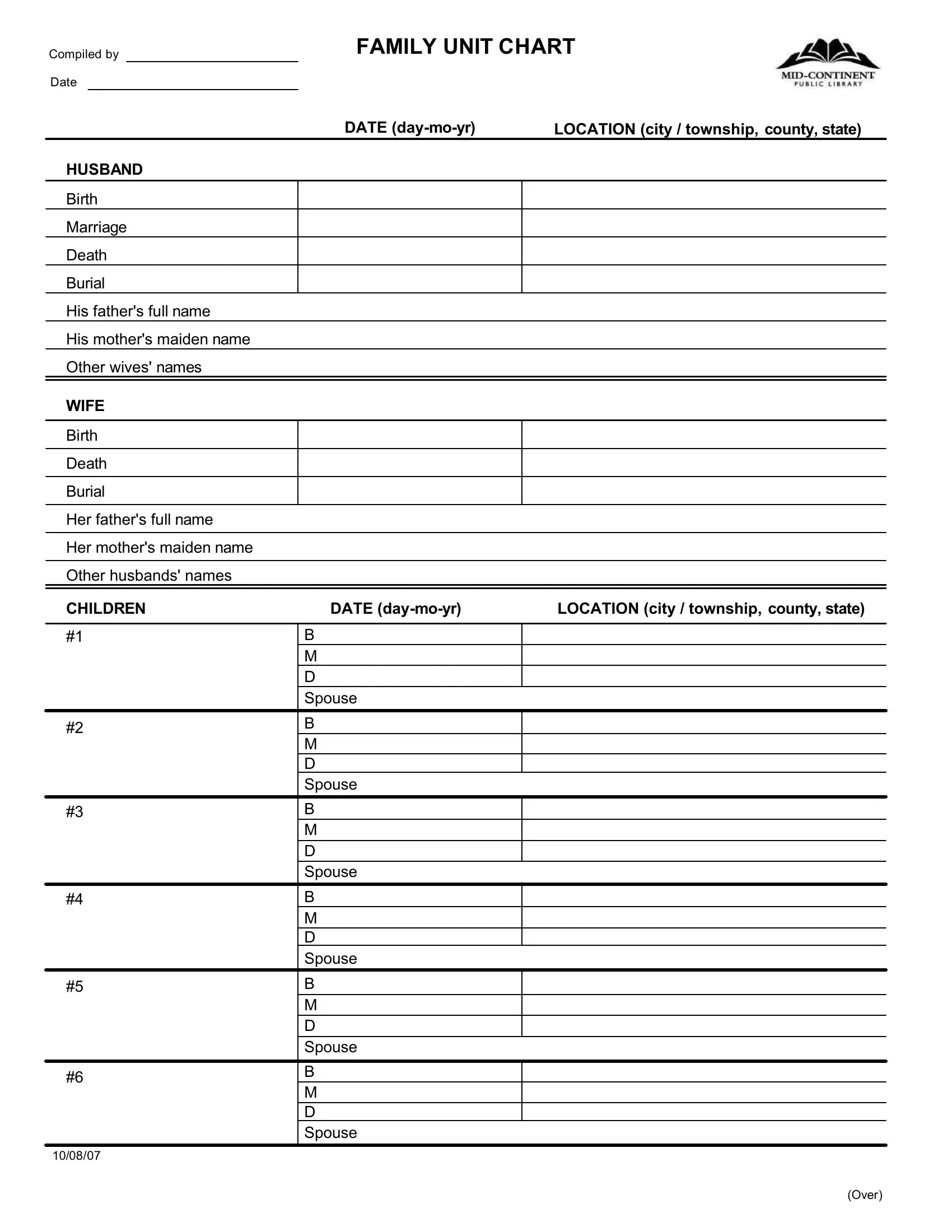 Family Tree Forms Free