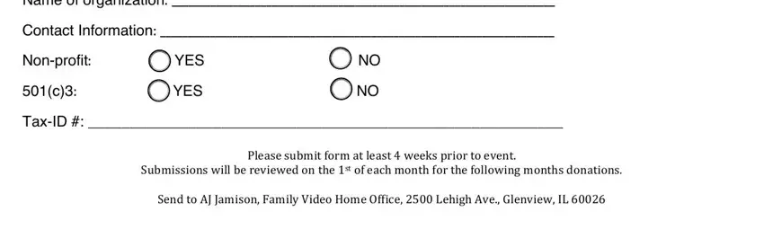 Filling in family video donation request form step 3