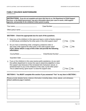 Family Violence Questionnaire Form Preview