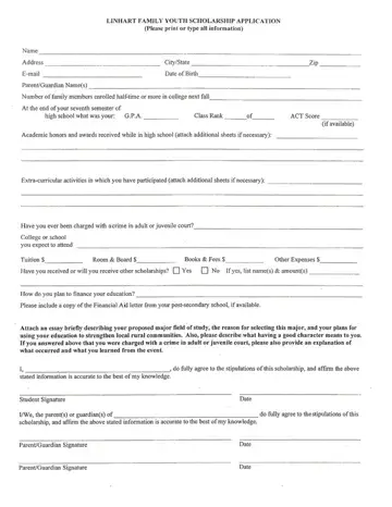 Family Youth Scholarship Form Preview