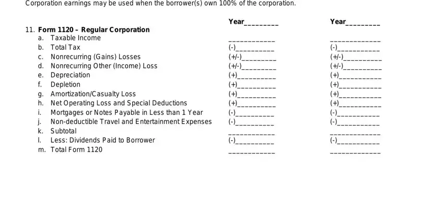 Filling out form 1084 stage 5