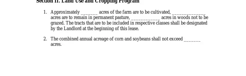 farm lease agreement word document Section II Land Use and Cropping, Approximately  acres of the farm, The combined annual acreage of, and acres blanks to fill