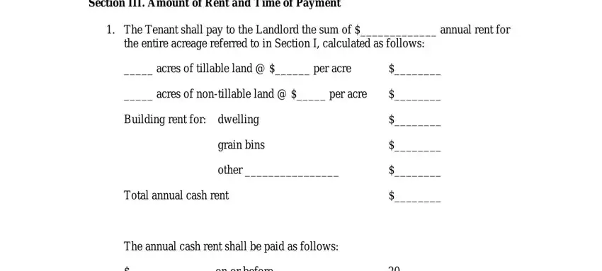 Entering details in farm lease agreement word document stage 3