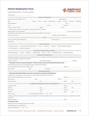 Fastmed Patient Registration Form Preview