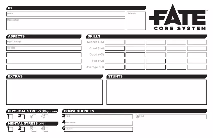 Fate Character Sheet first page preview