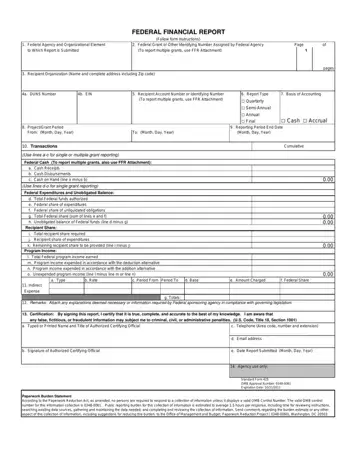 Federal Financial Report Form 425 Preview