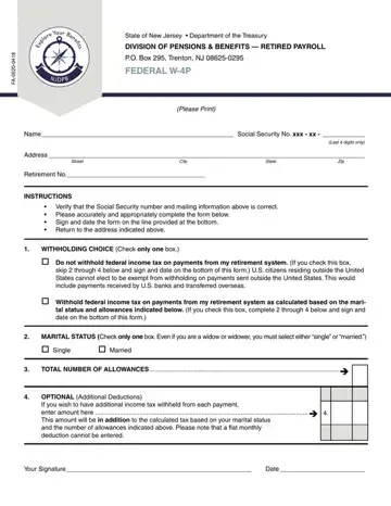 Federal W 4P Form Preview