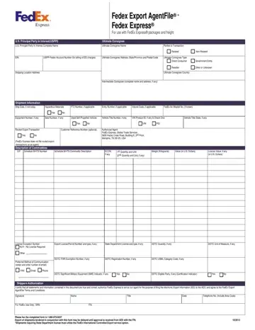 Fedex Export Agentfile Form Preview