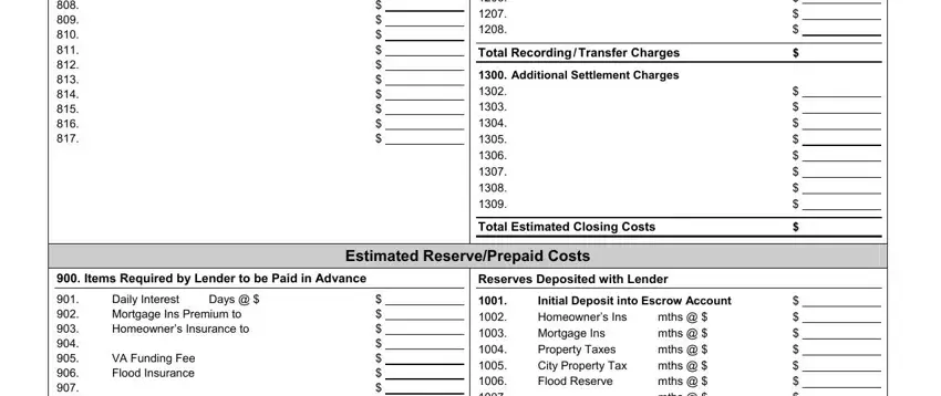 step 2 to filling out fees worksheet