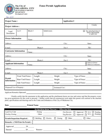 Fence Permit Application Oklahoma Form Preview
