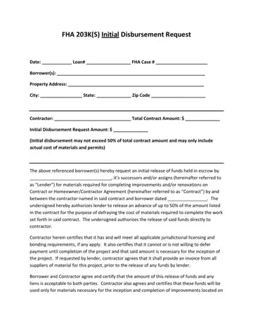 Fha 203K Form Preview