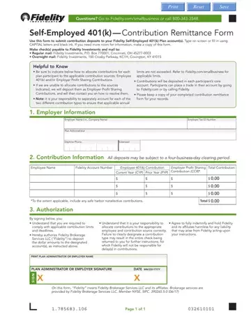 Fidelity Self Employed 401 K Form Preview