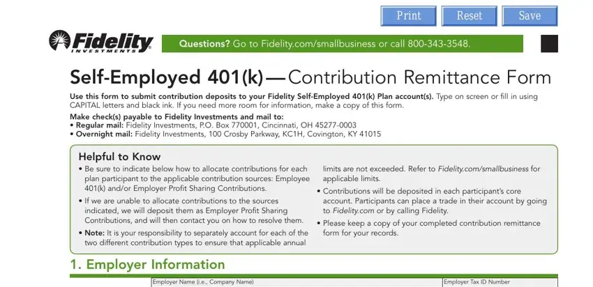 fidelity 401 k remittance form gaps to fill out