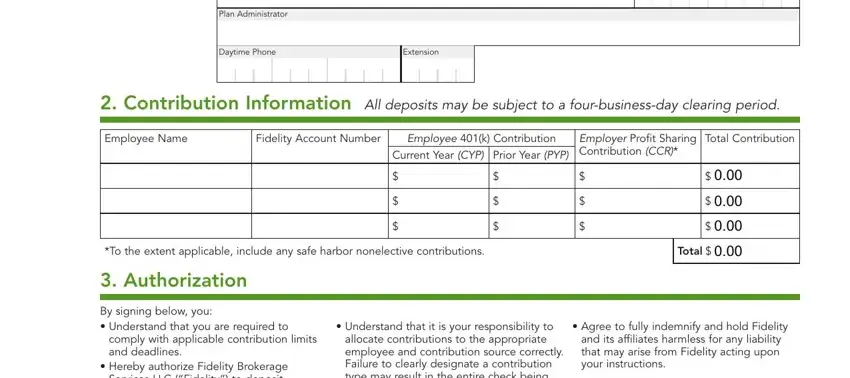 Filling in fidelity 401k contribution form step 2